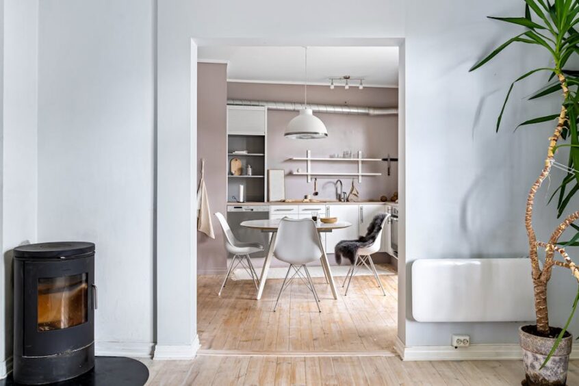 light wood flooring in a bright open-concept living room - light wood flooring
